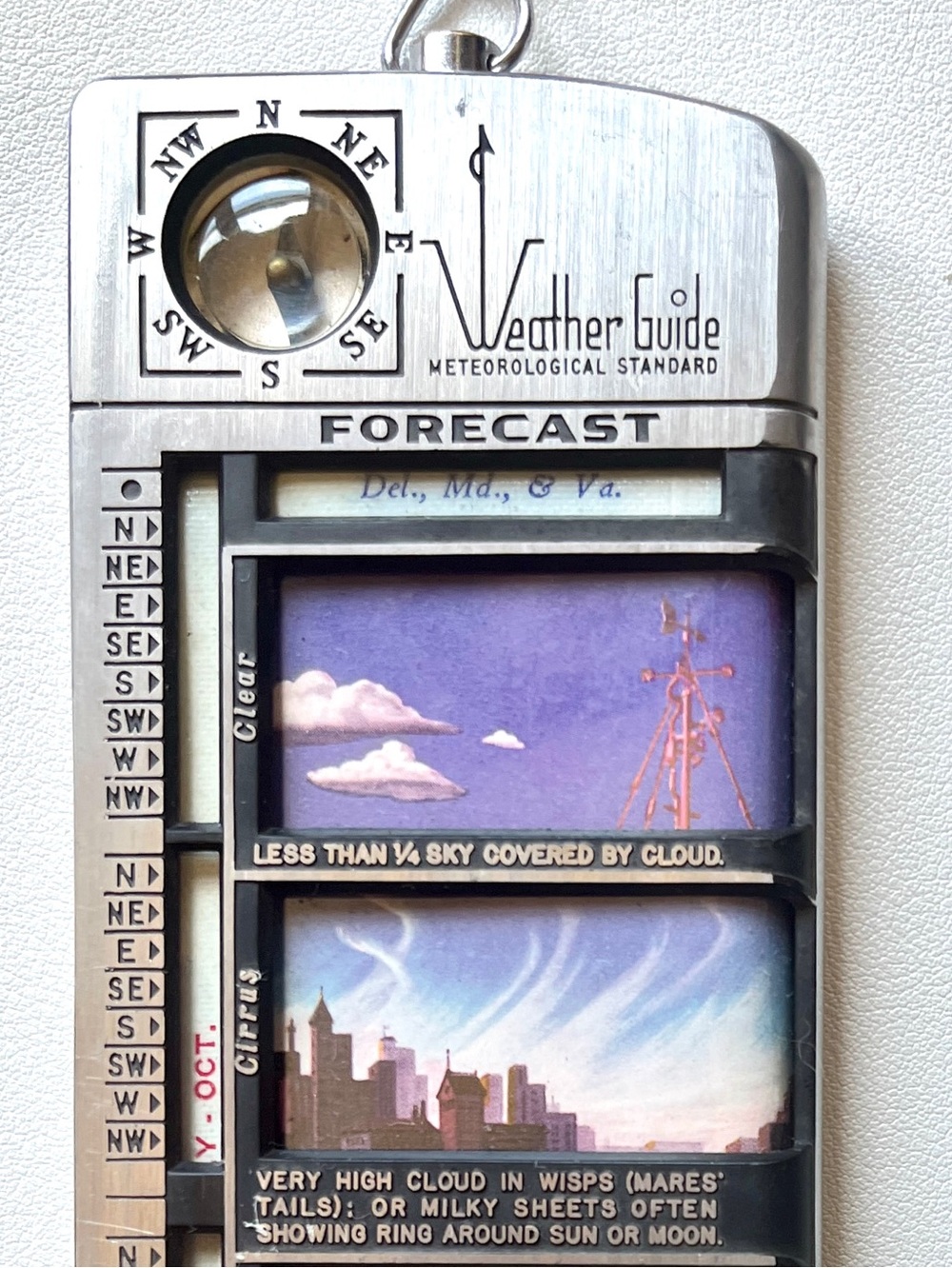 Vintage Weather Guide Meteorological Forecasting Tool, 1949: Clouds Wind Compass